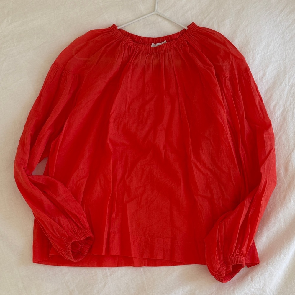 Closed Red Ruffled Blouse